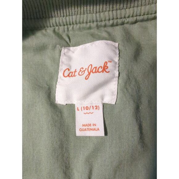 Cat & Jack Light Sage Green Zip Up Jacket Heart Cheetah Peace Girls Sz L (10-12) - Picture 4 of 7